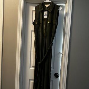 Michael Kors Sleeveless Dark Green Jumpsuit